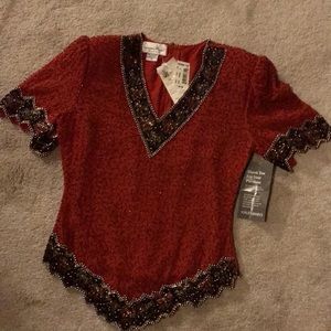 Beaded formal top blouse sequence